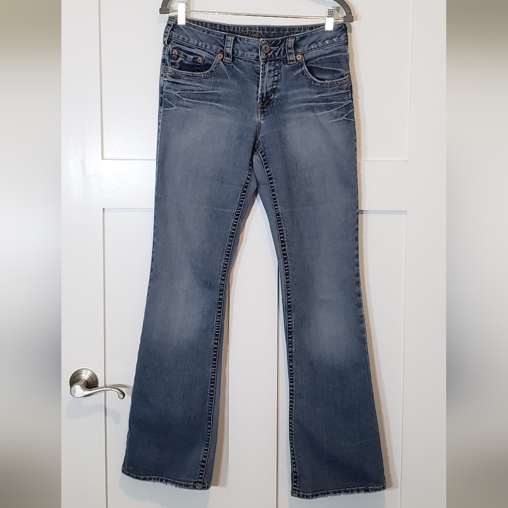 Silver Jeans Suki Blue Denim Bootcut Mid-rise Whiskering Sz 30 Lightly Di…
